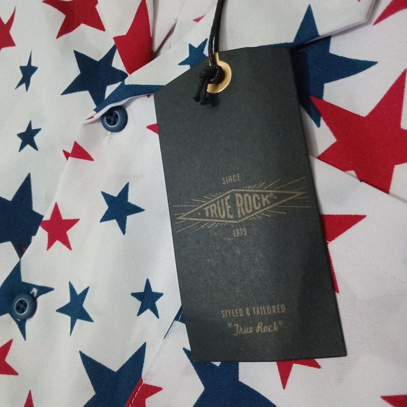 True Rock Men's 5XL Shirt New With‎ Tags Stars American Button Up Short Sleeve - Picture 4 of 10
